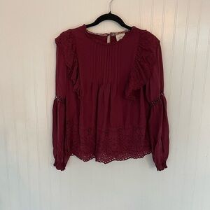 Knox Rose burgundy eyelet top - Medium